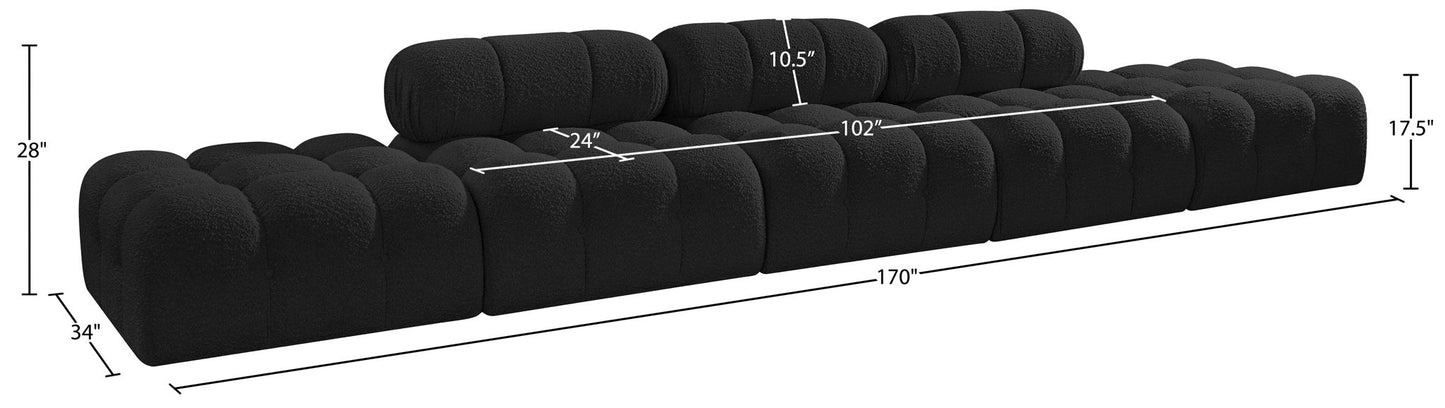 Ames - 5 Piece Boucle Upholstered Modular Sofa With 2 Armless Seats
