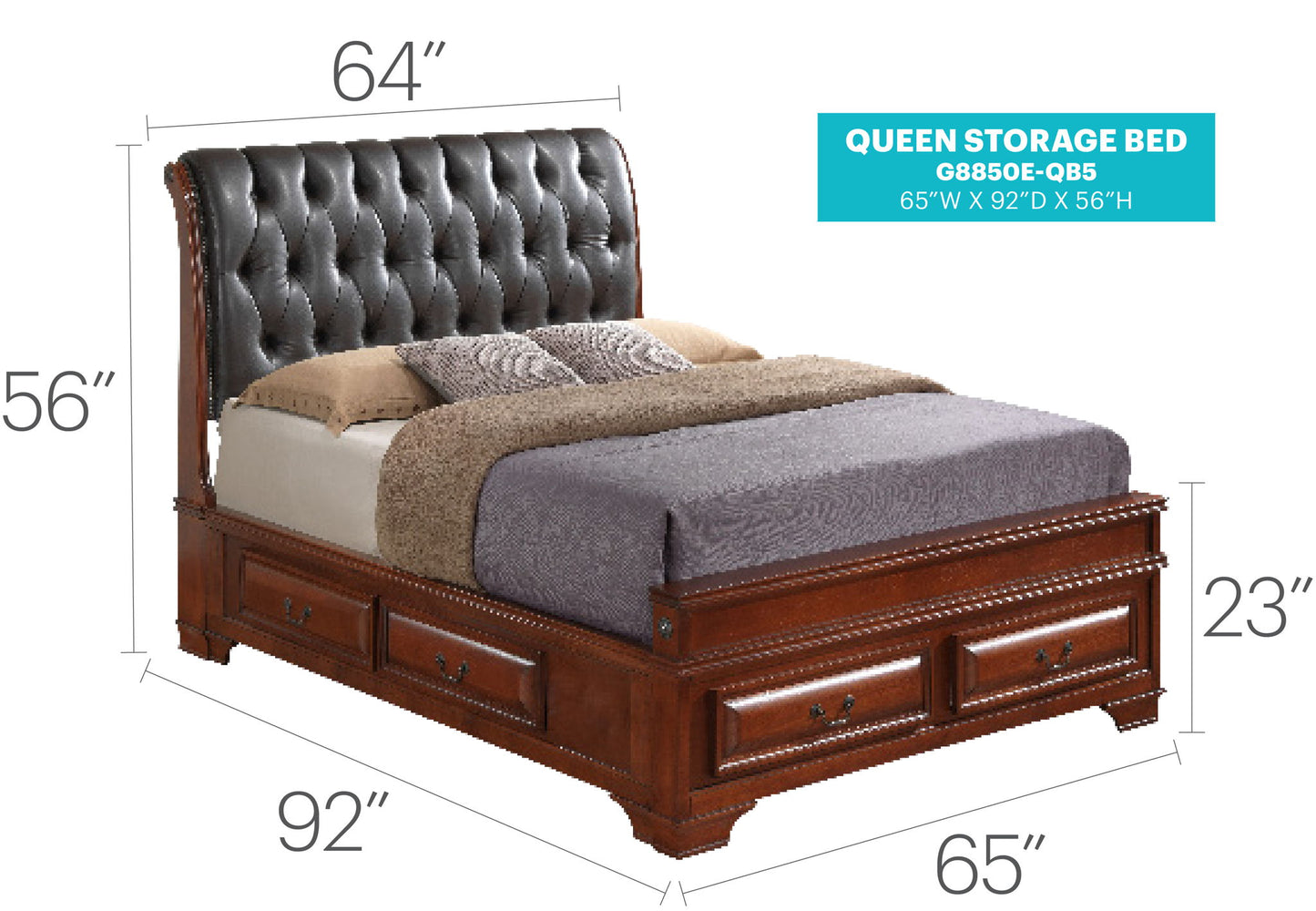 Glory Furniture - LaVita - Faux Leather Upholstered Storage Bed