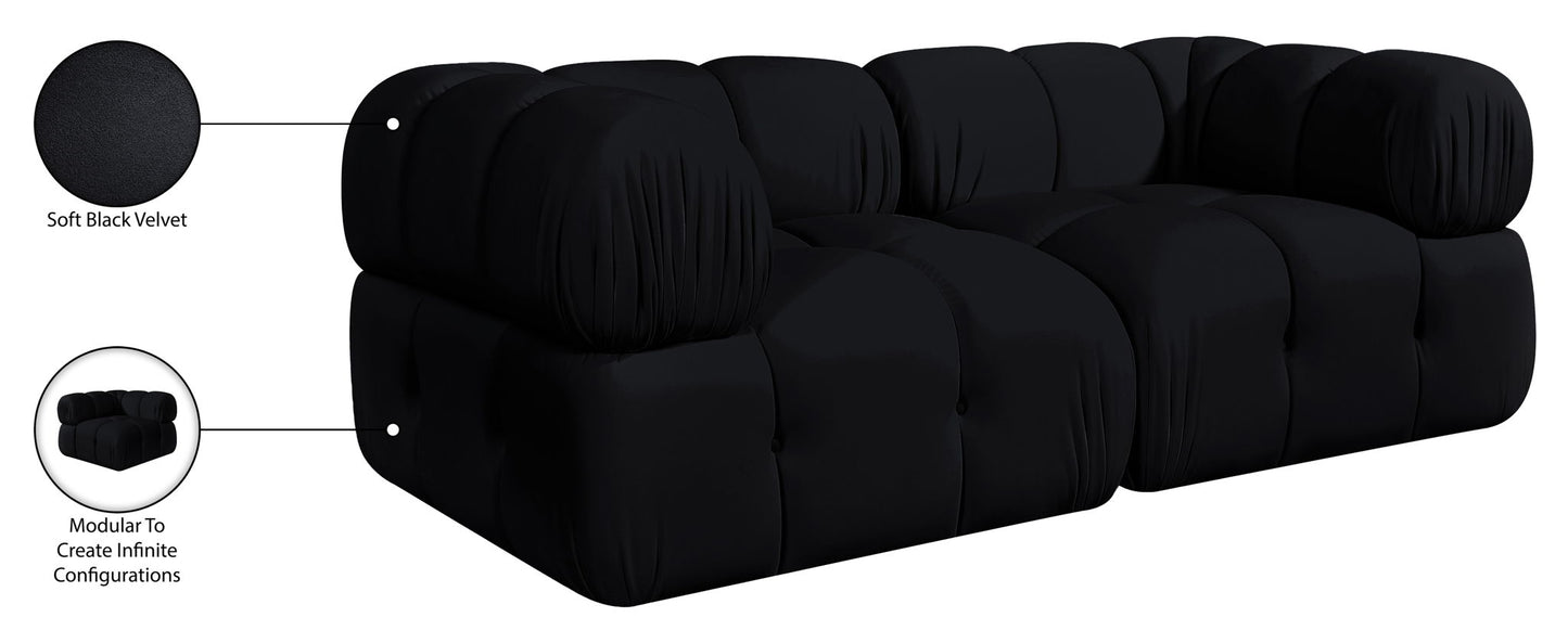 Orin - Velvet Performance Fabric Upholstered 2 Piece Modular Sofa (2 Corner Chairs)