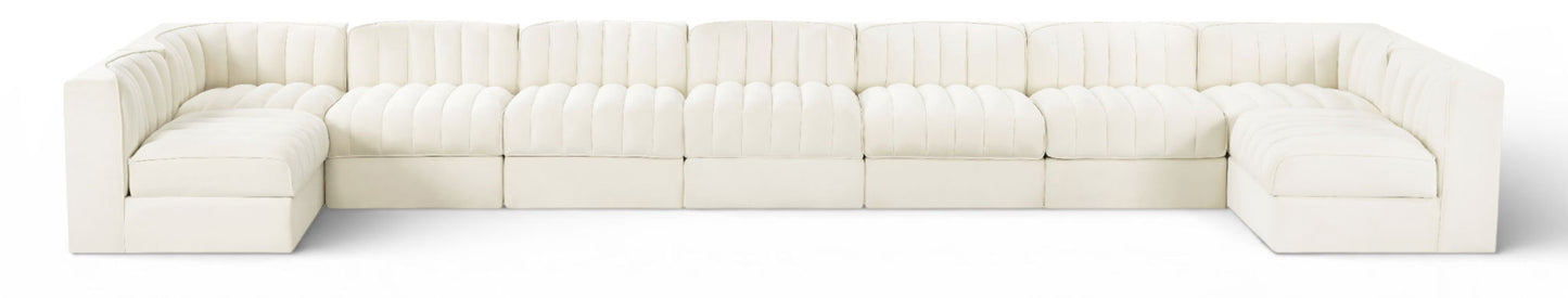 Rummi - Armless Velvet Performance Fabric Upholstered 9 Piece Modular Sectional