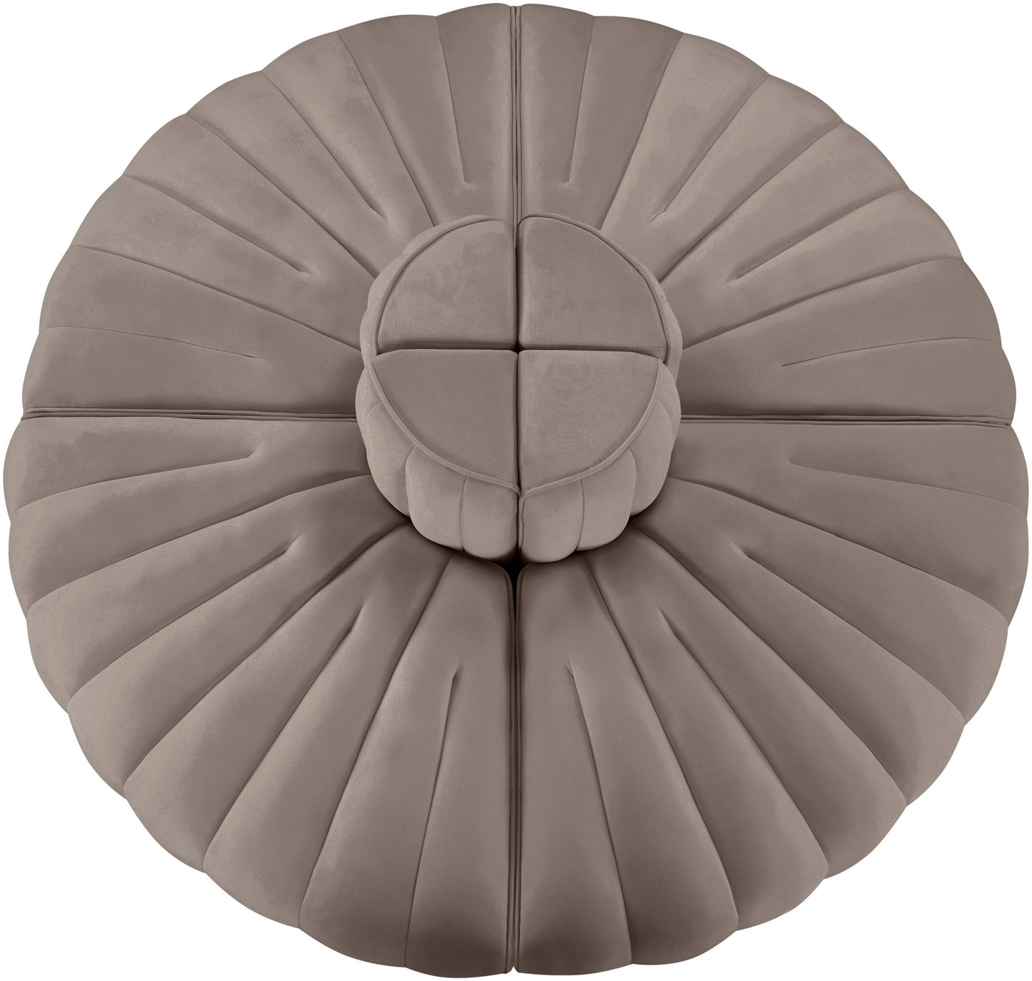 Rummi - Round Velvet Performance Fabric Upholstered 4 Piece Modular Sofa