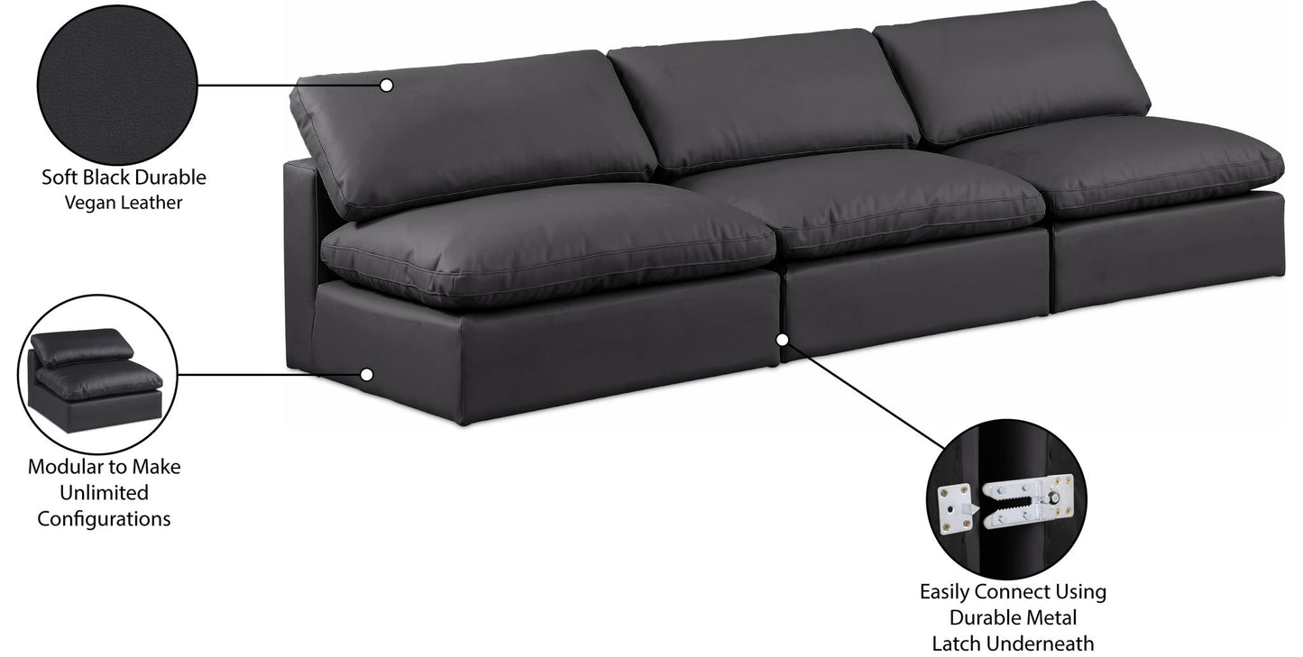 Comfy - Faux Leather Modular Armless Sofa 3 Seats