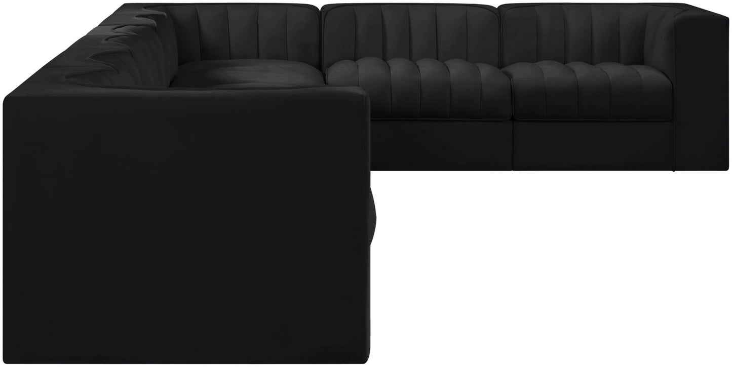 Rummi - Velvet Performance Fabric Upholstered 8 Piece Modular Sectional (With 3 Corner Chairs)