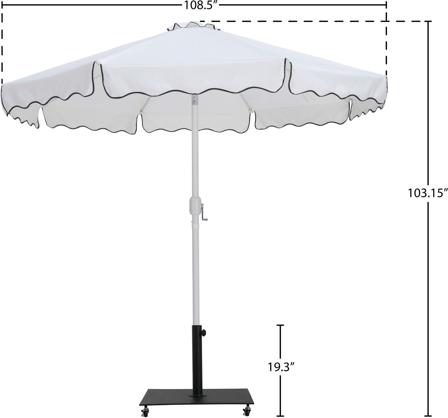 Amalfi - Aluminum Patio Umbrella - Black Base / White Pole