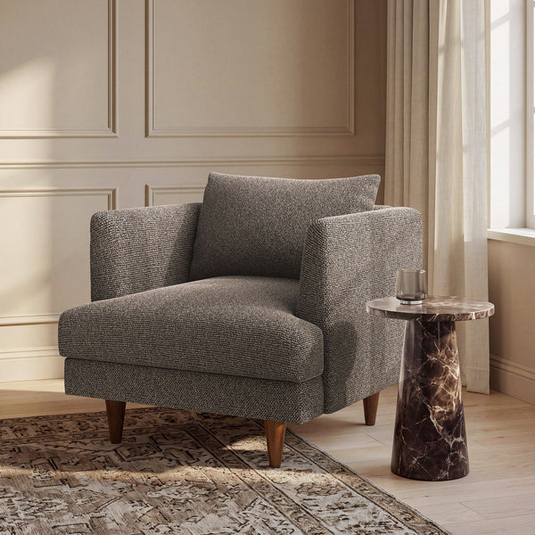 Zoya Down Filled Overstuffed Boucle Armchair - Earth
