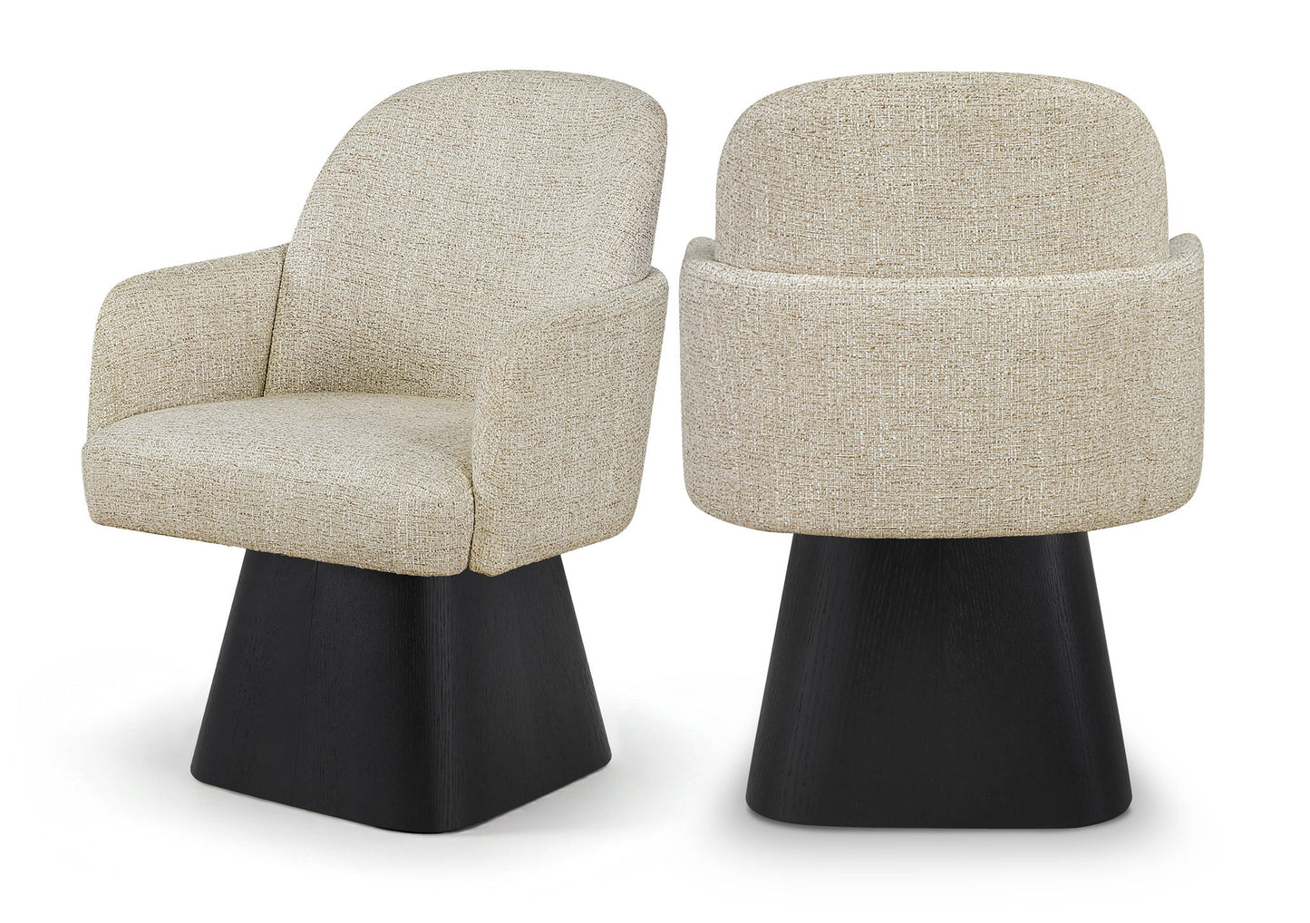 Marlowe - Linen Textured Fabric Upholstered Swivel Dining Arm Chair - Stained Black