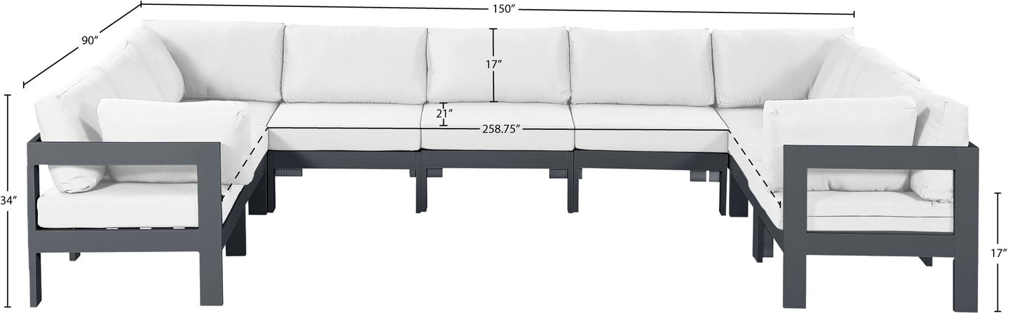 Nizuc - Outdoor Patio 9 Piece Modular Sectional With Gray Frame