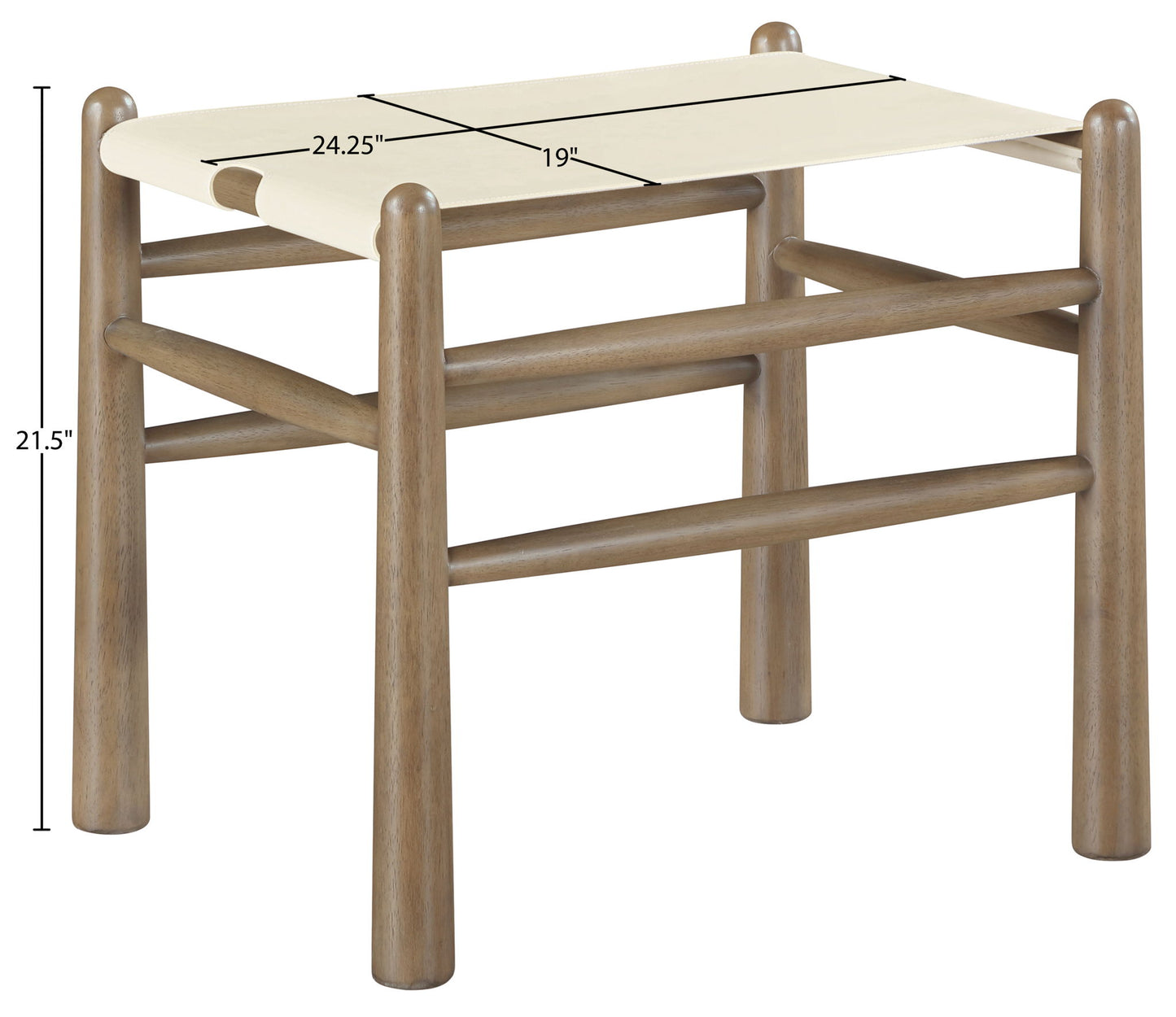 Santos - Faux Leather Upholstered Bench - Walnut Frame
