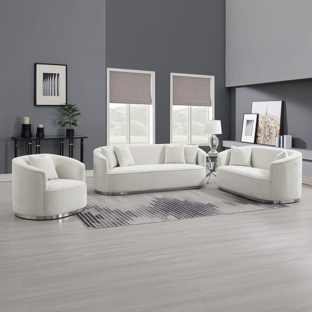 Odette - Sofa With 4 Pillows - Beige Chenille