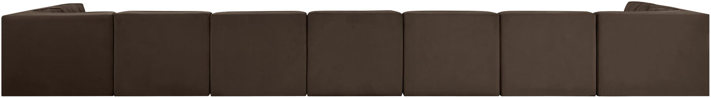Rummi - Armless Velvet Performance Fabric Upholstered 9 Piece Modular Sectional
