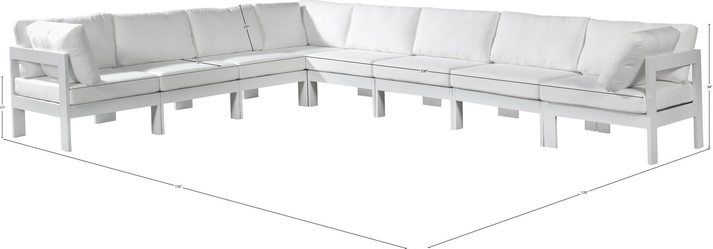 Nizuc - Outdoor Patio 8 Piece Modular Sectional With White Frame