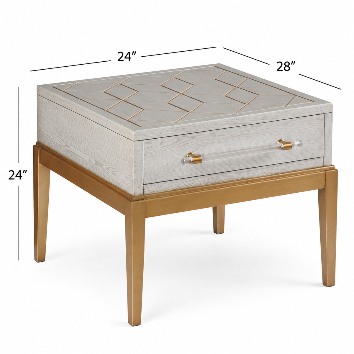 Perrine - Rectangle End Table - Silver / Gold