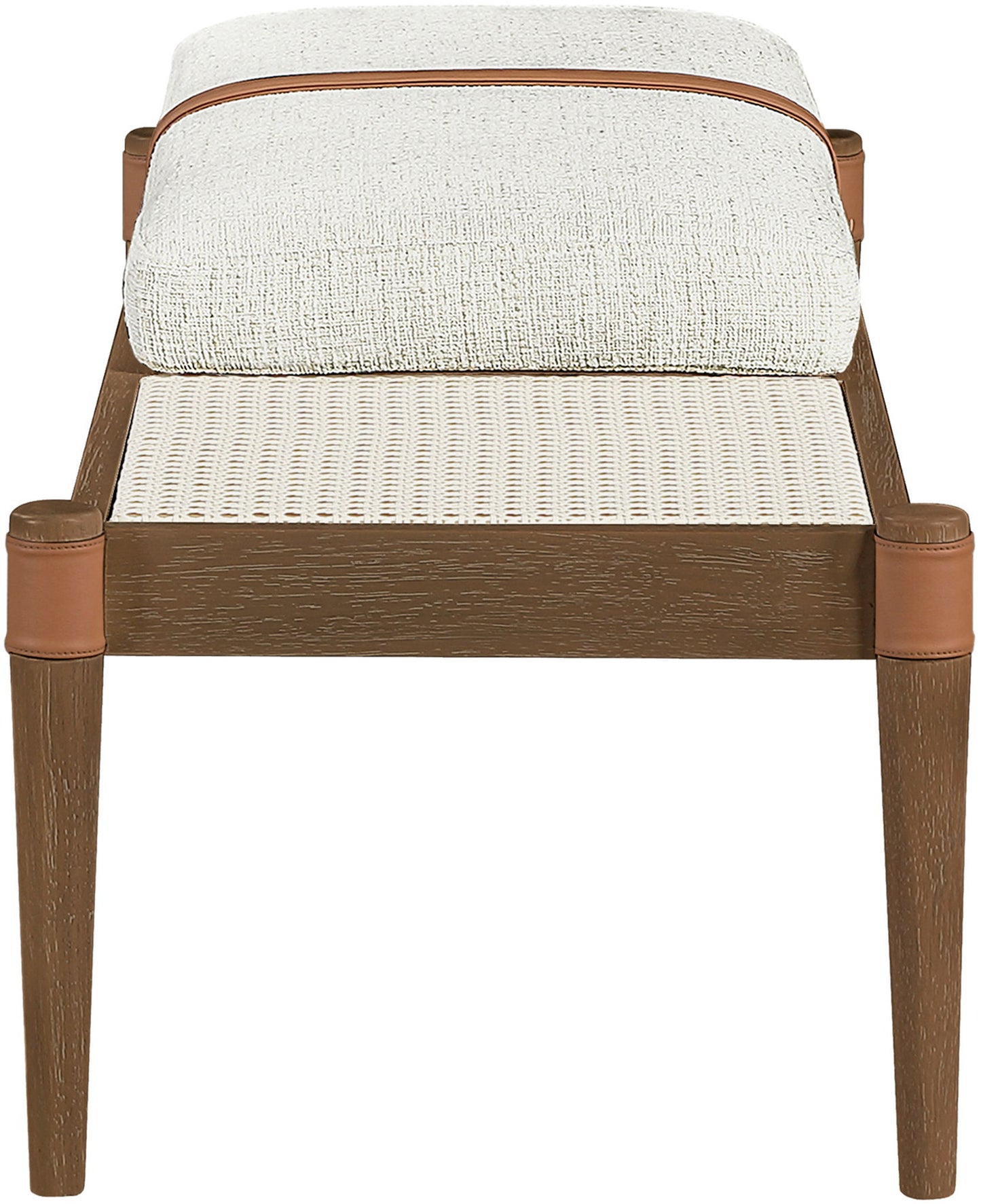 Nara - Linen Textured Fabric Upholstered Bench - Painted Brown Walnut
