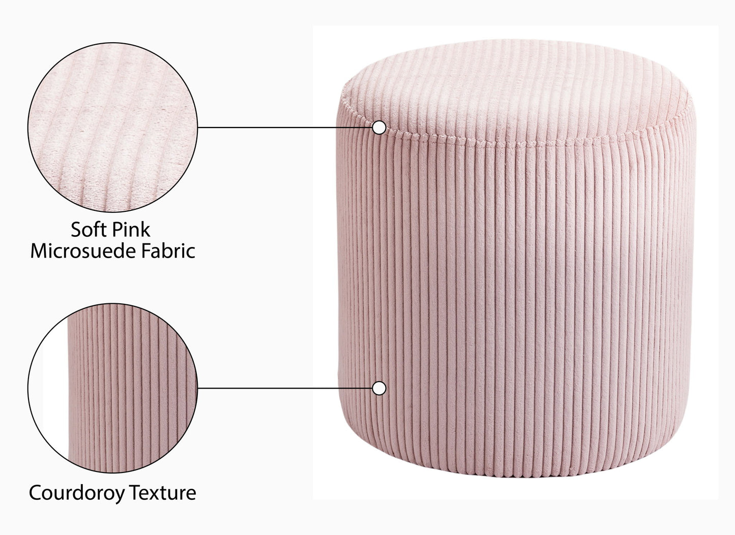 Roy - Round Microsuede Ottoman / Stool