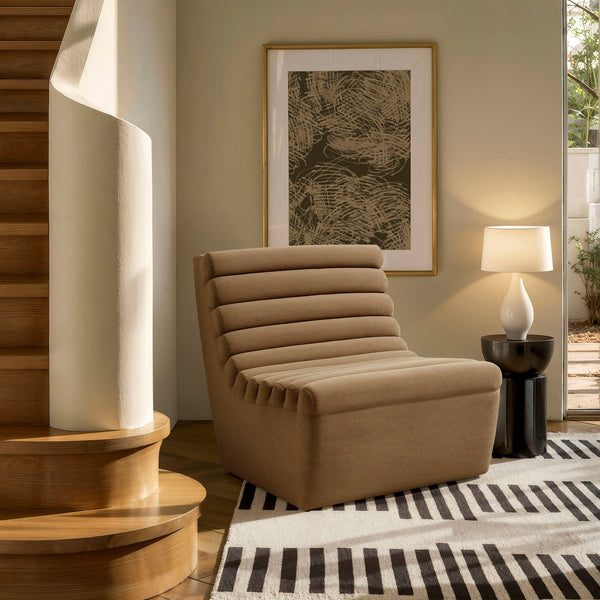Corbin Performance Fleece Armless Accent Chair - Latte