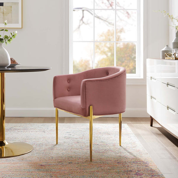 Savour Tufted Performance Velvet Accent Chair - Dusty Rose