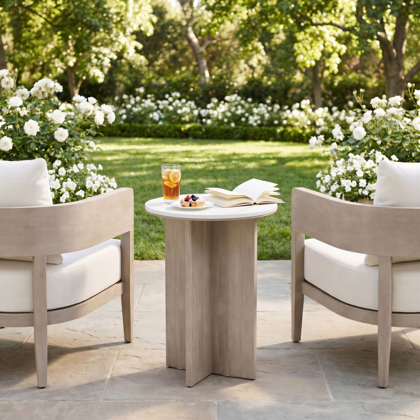 Oceanveil - Side Table - White / Light Brown