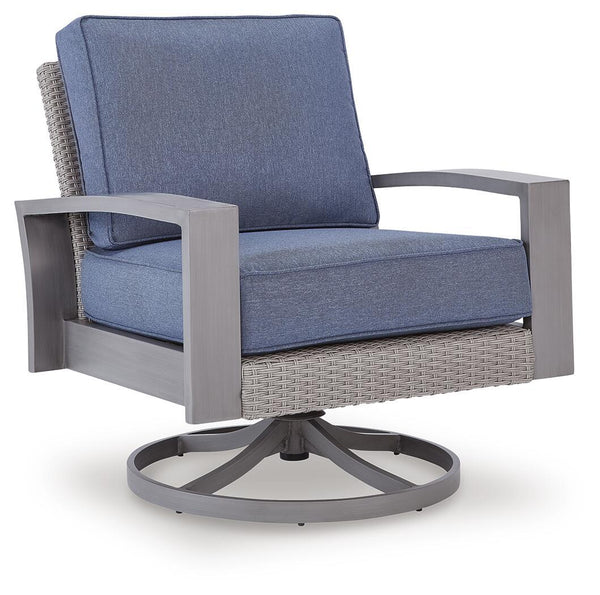 Half Moon Beach - Swivel Lounge With Cushion - Blue / Gray