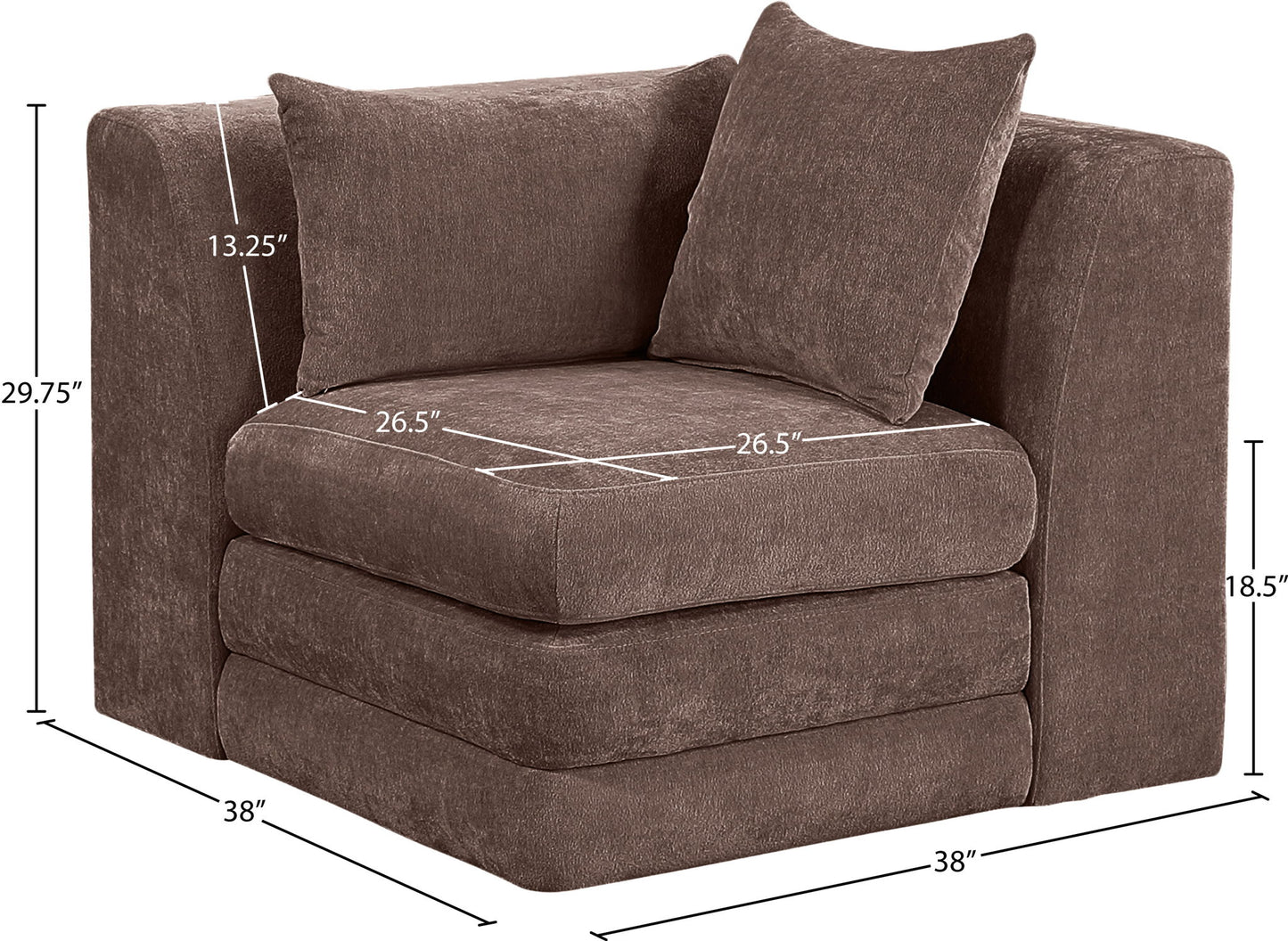 Stellar - Chenille Fabric Upholstered Modular Corner Chair