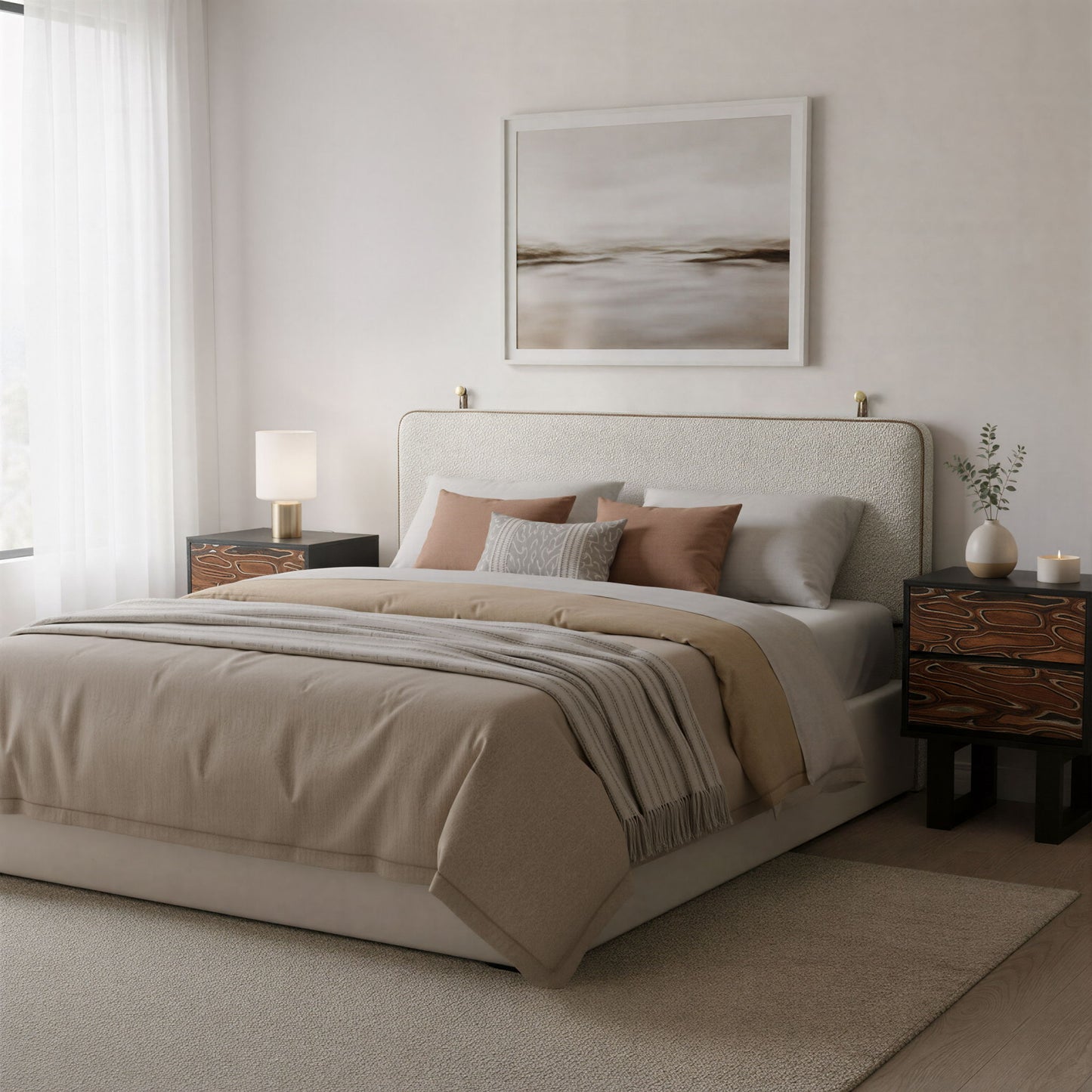 Bela - Floating Queen Headboard - White / Ivory