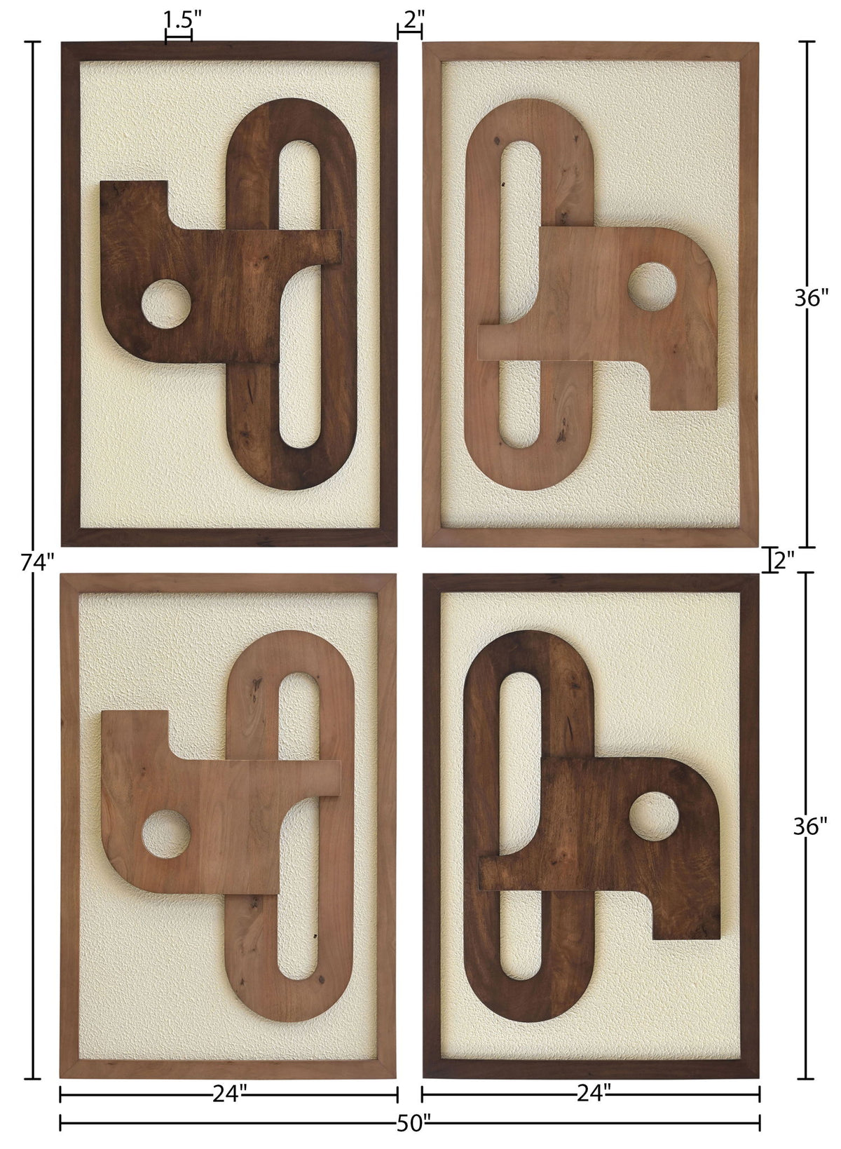 Arid - 4 Piece Two-Color Wall Art - Natural