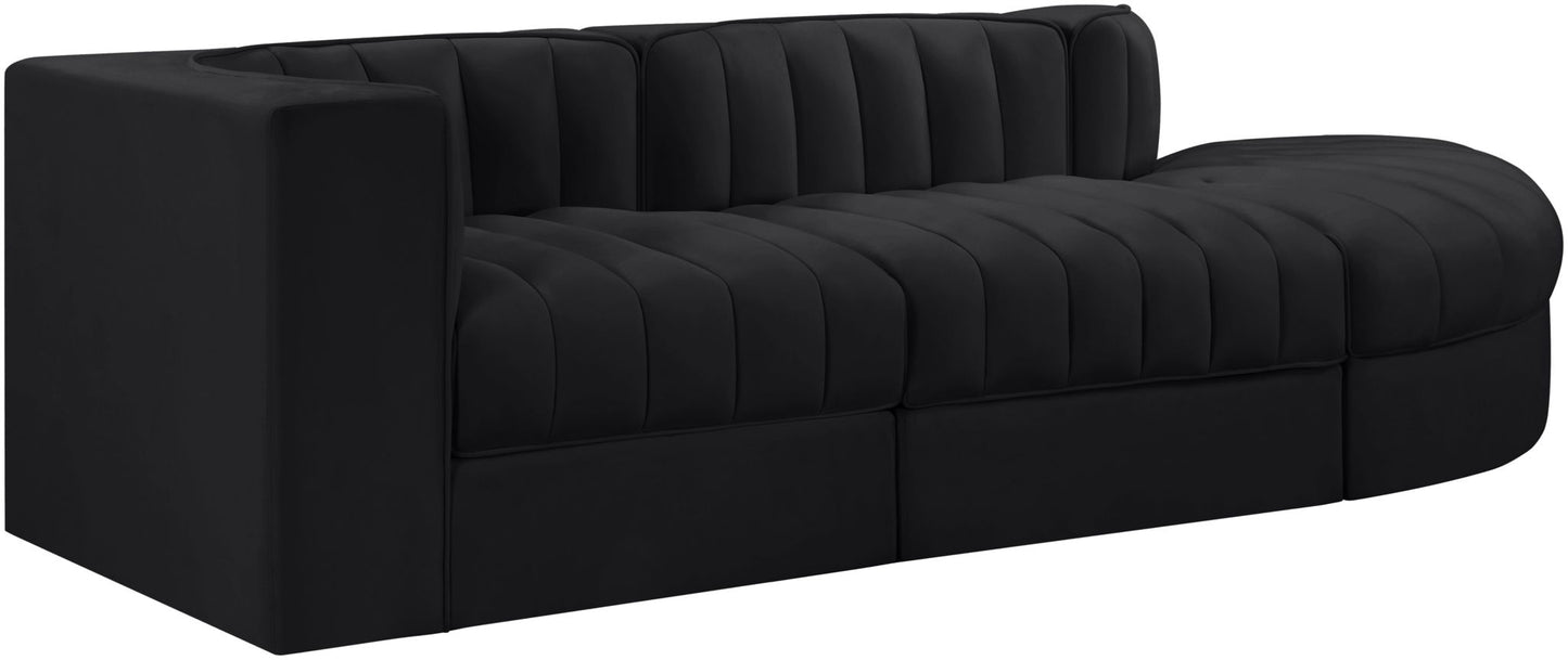 Rummi - Velvet Performance Fabric Upholstered 3 Piece Modular Sectional