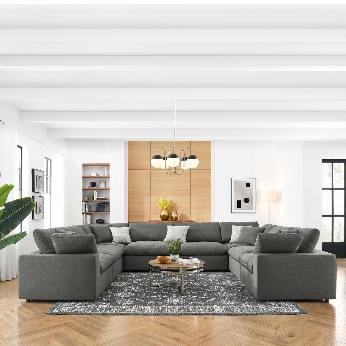 Commix 8-Piece Down Filled Overstuffed Sectional Sofa - Gray