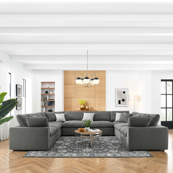 Commix 8-Piece Down Filled Overstuffed Sectional Sofa - Gray