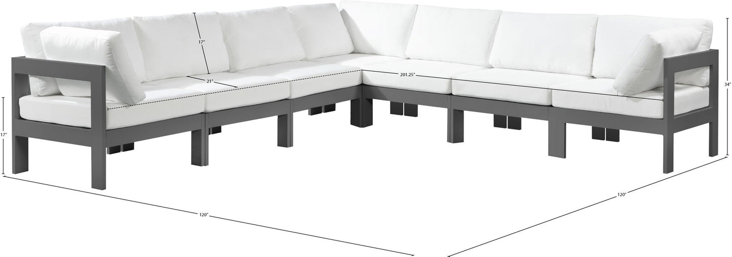 Nizuc - Outdoor Patio 7 Piece Modular Sectional With Gray Frame