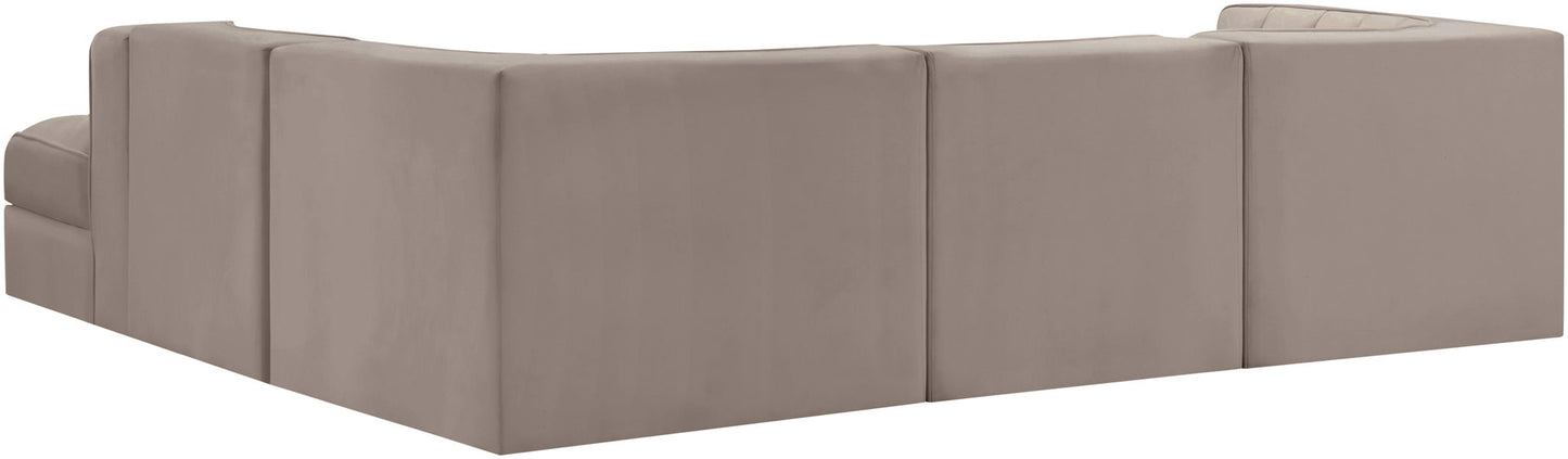 Rummi - Velvet Performance Fabric Upholstered 5 Piece Modular Sectional