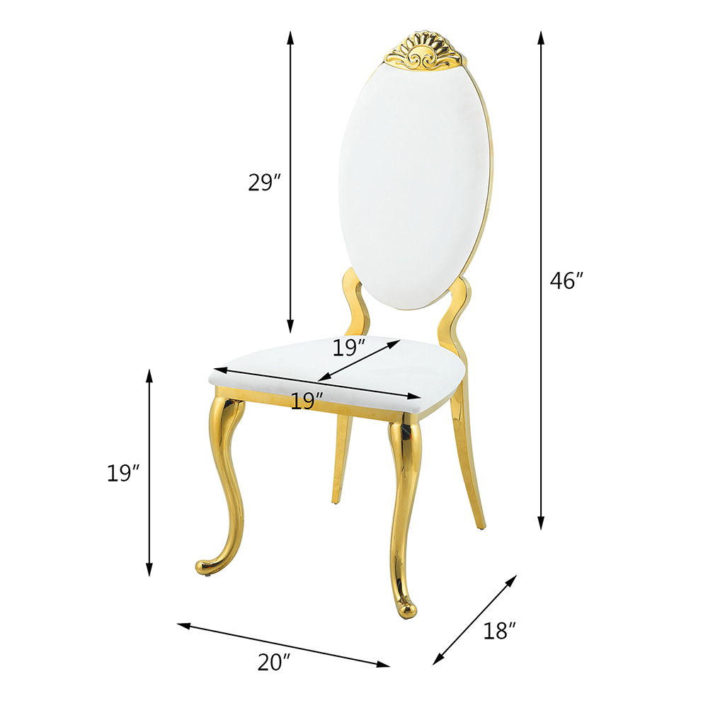 Fallon - Side Chair (Set of 2) - White Velvet & Mirrored Gold