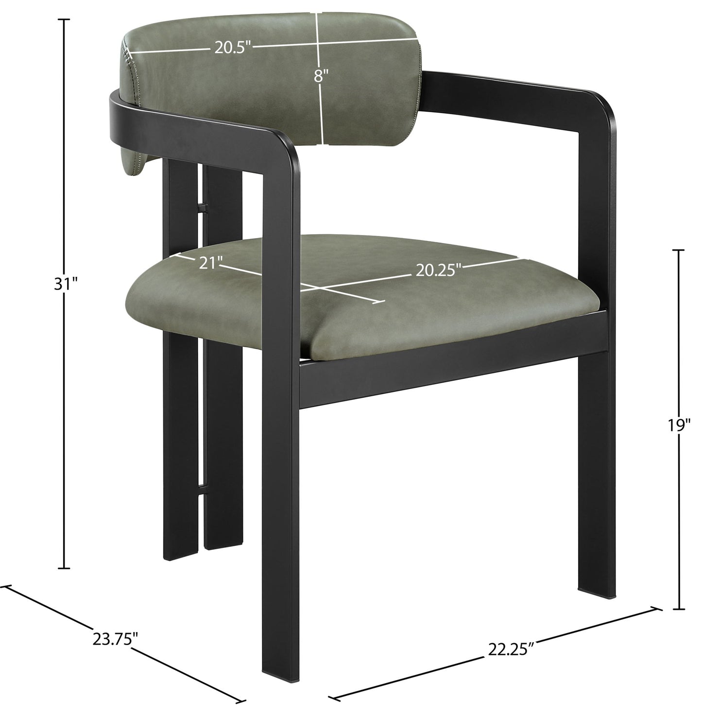 Aurum - Vegan Leather Upholstered Dining Chair With Graphite Black Base (Set of 2)
