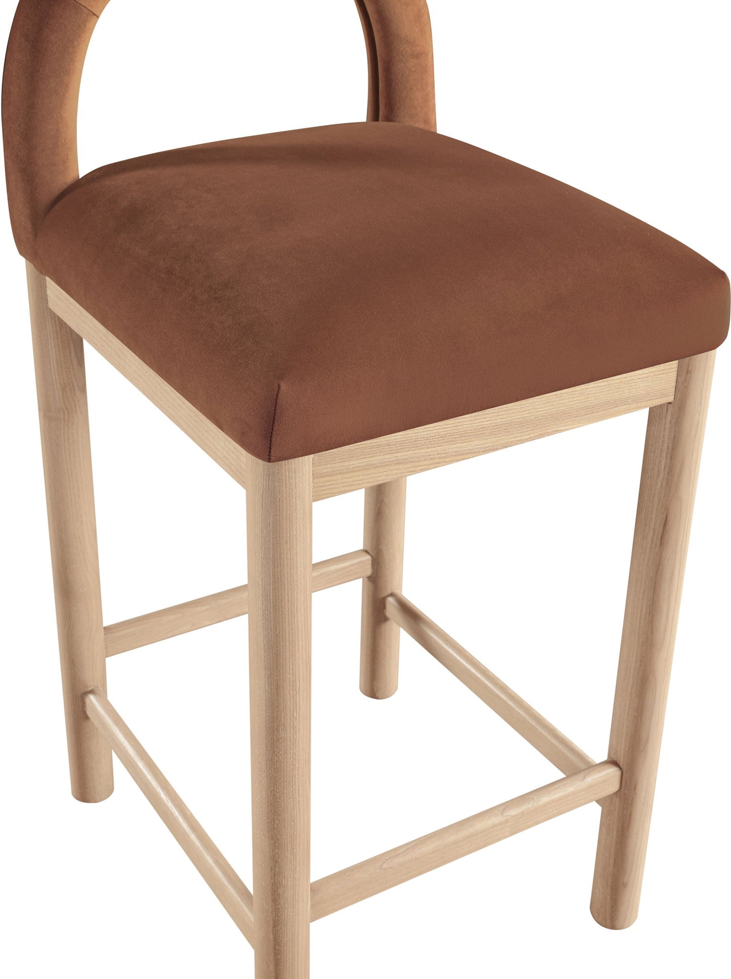 Conrad - Velvet Counter Stool With Natural Legs