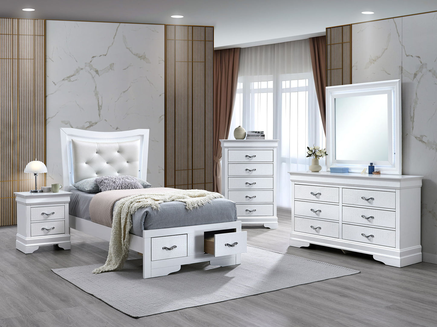 Glory Furniture - Lorana - Storage Bed With Upholstered Headboard