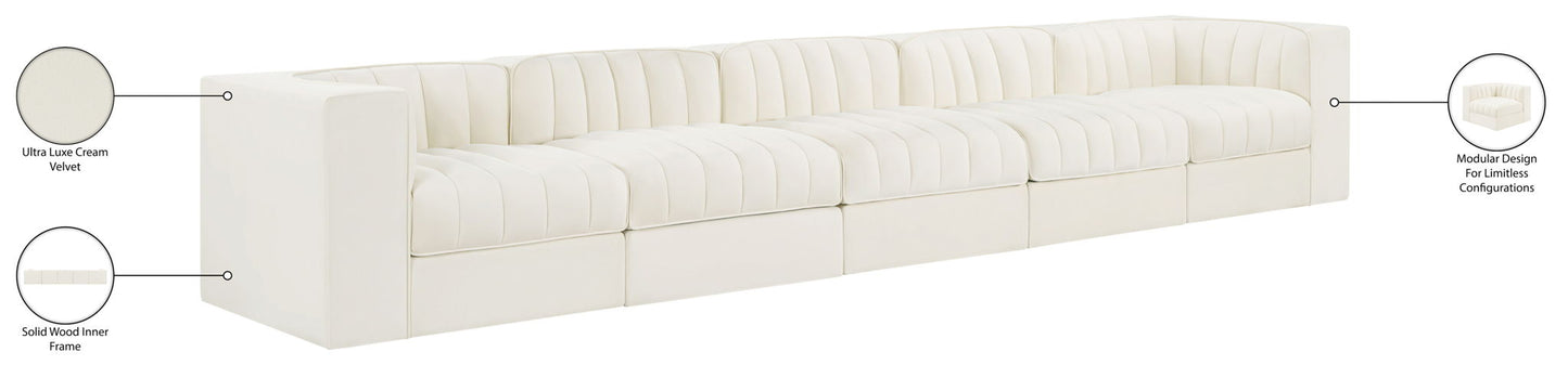 Rummi - Velvet Performance Fabric Upholstered 5 Piece Modular Sofa