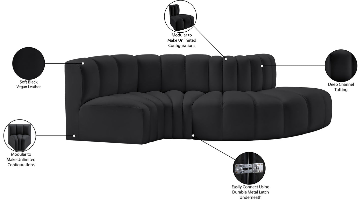 Arc - Faux Leather 4 Piece L-Shaped Modular Sofa
