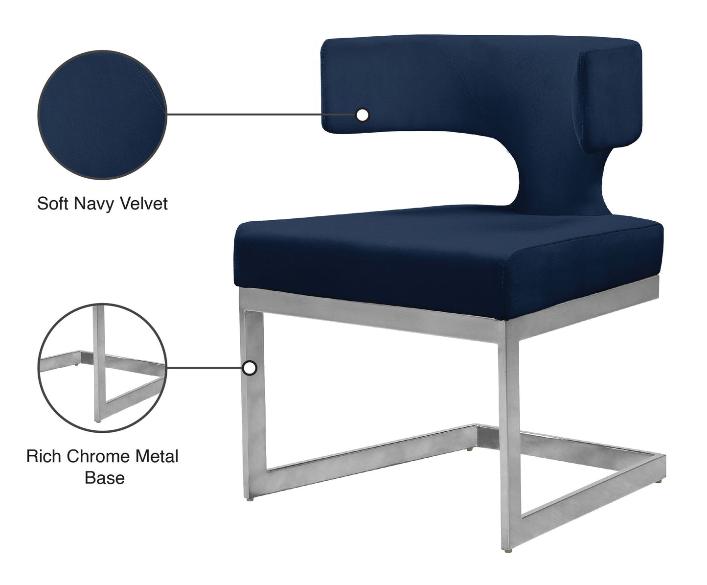 Alexandra - Dining Chair with Chrome Legs