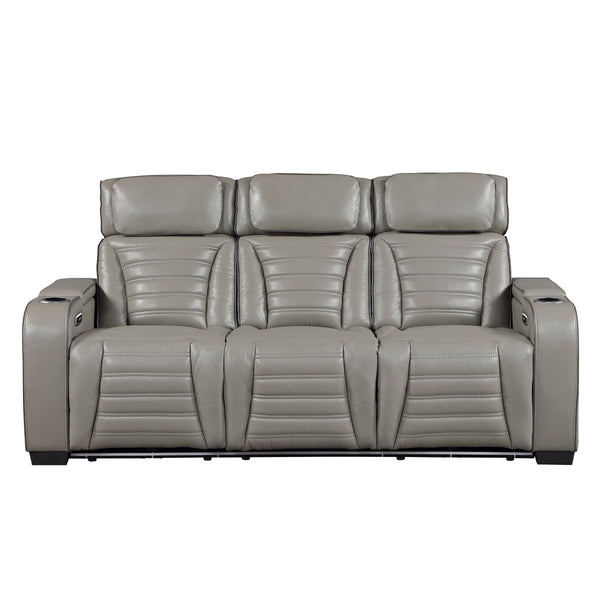 Cyber Power Double Reclining Sofa with Center Drop-Down Cup Holders, Power Headrests, Storage Arms(Top and Side) ,Cup holders, Reading Lights, Wireless Charger, Air Massage, Heat, LED Lighting and Charging Ports