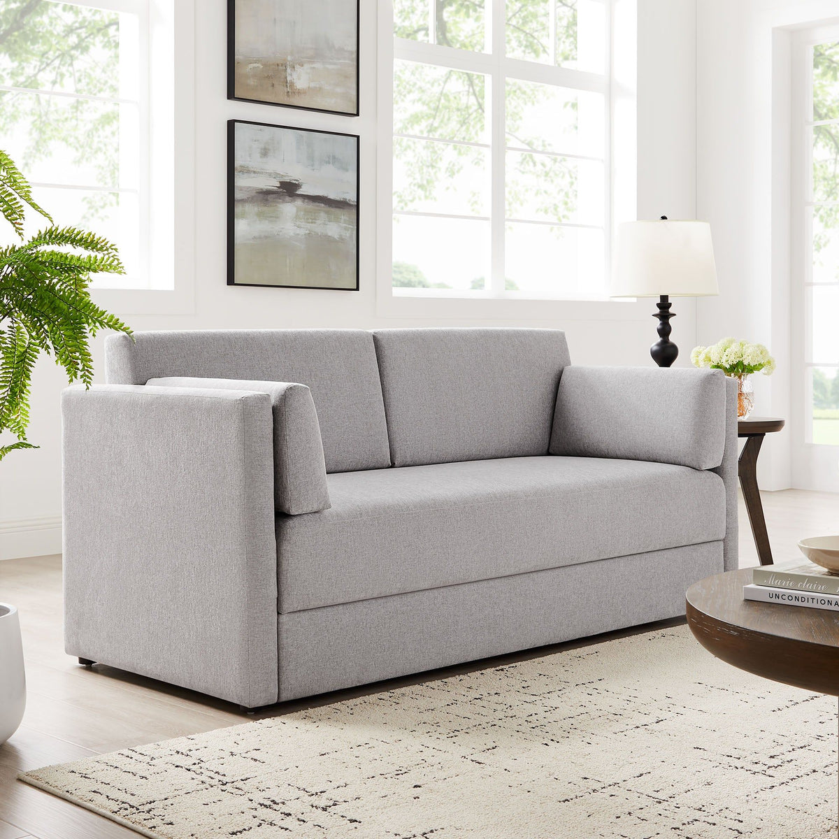 Linden Upholstered Heathered Chenille Sofa - Taupe