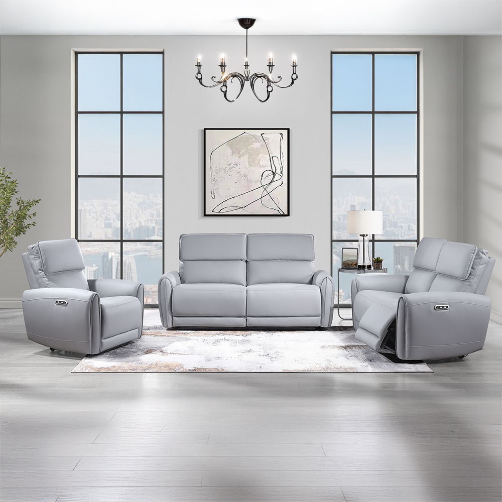 Jeromie - Power Motion Sofa With USB Port - Gray Synthetic Leather