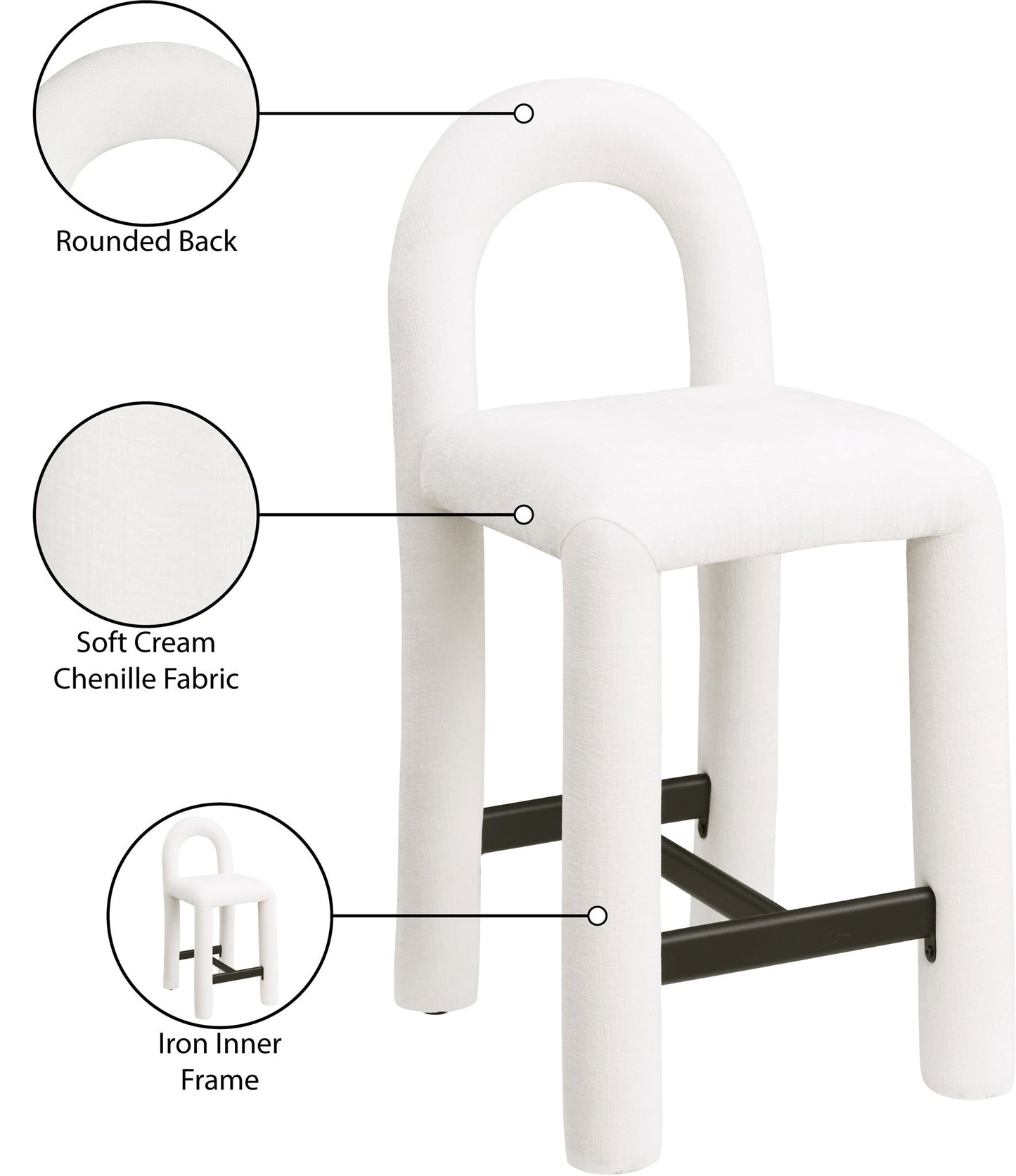 Amari - Chenille Fabric Stool