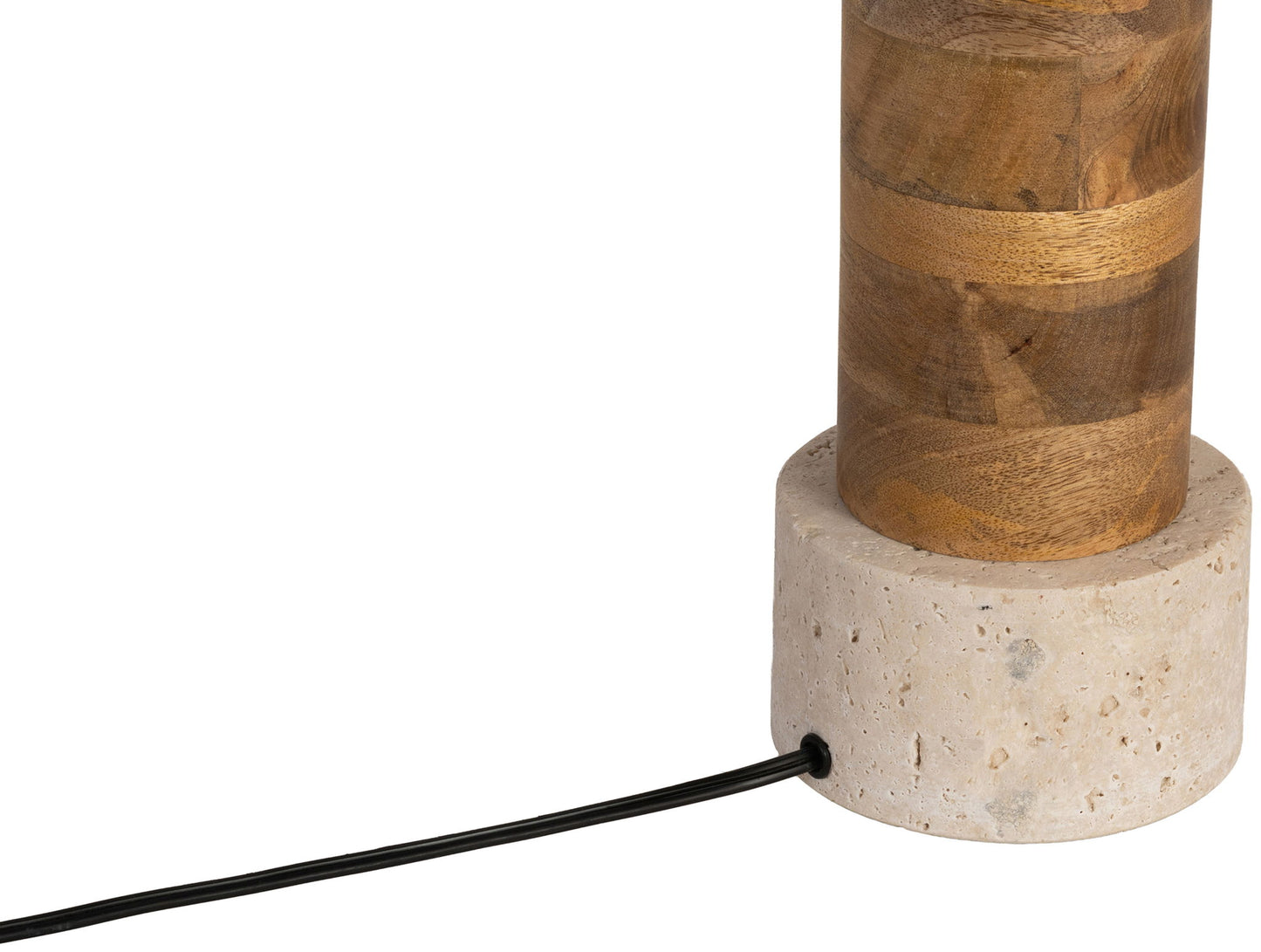 Orenda - Mango Wood Base And Linen Textured Fabric Shade Table Lamp - Travertine / Natural