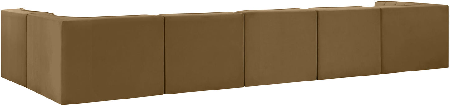 Rummi - Velvet Performance Fabric Upholstered 6 Piece Modular Sectional, L-Shaped (Right)