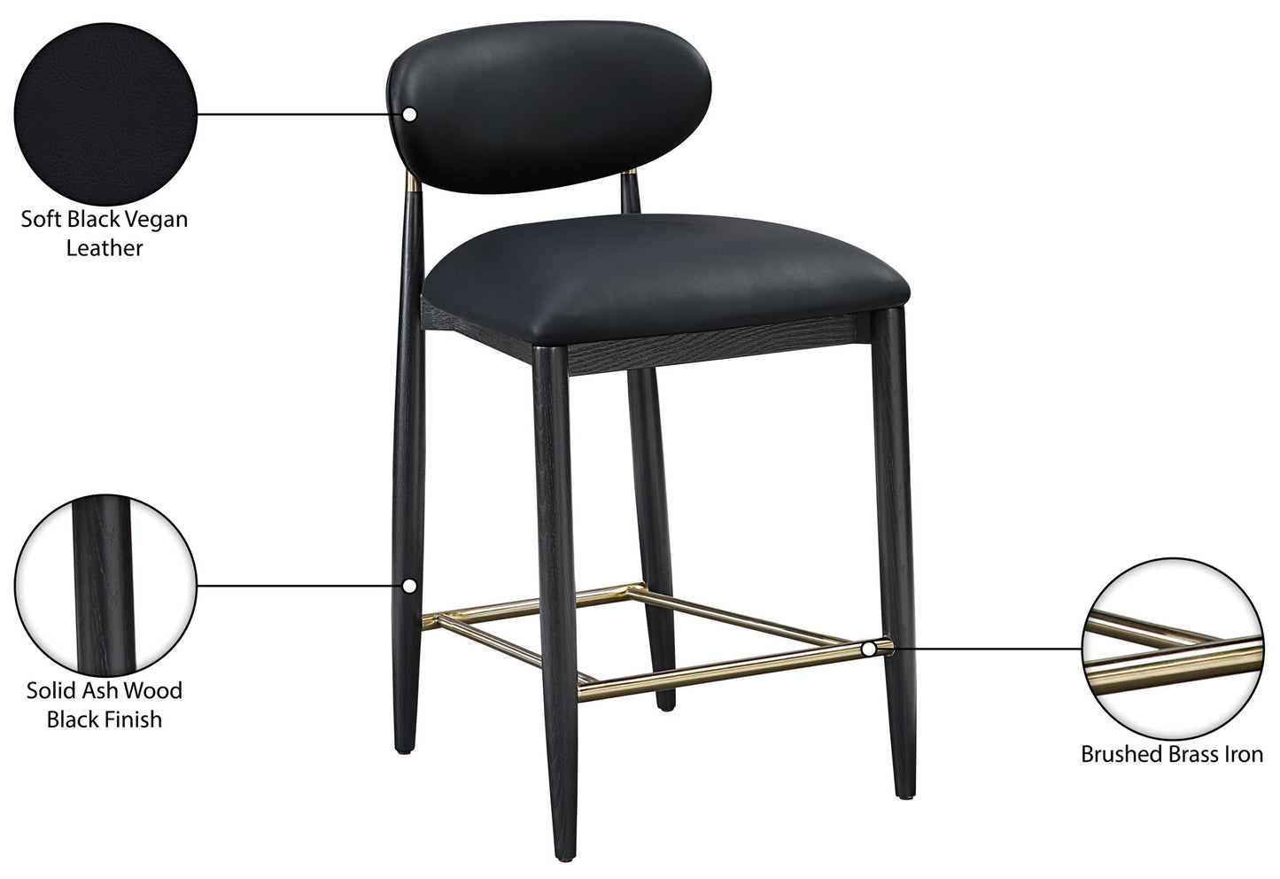 Riccio - Stool - Black And Gold Frame