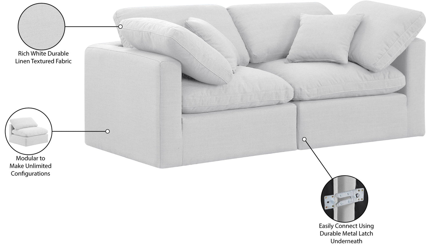 Indulge - Linen 2 Piece Modular Sofa - White