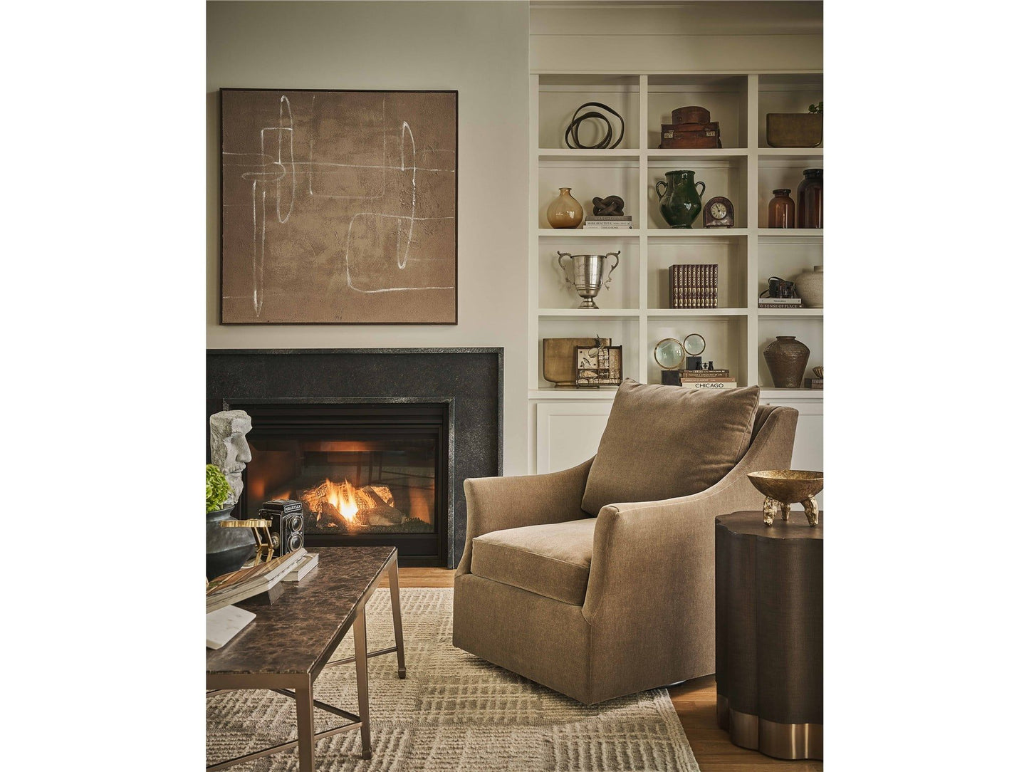 Fenwick - Embossed End Table - Dark Brown