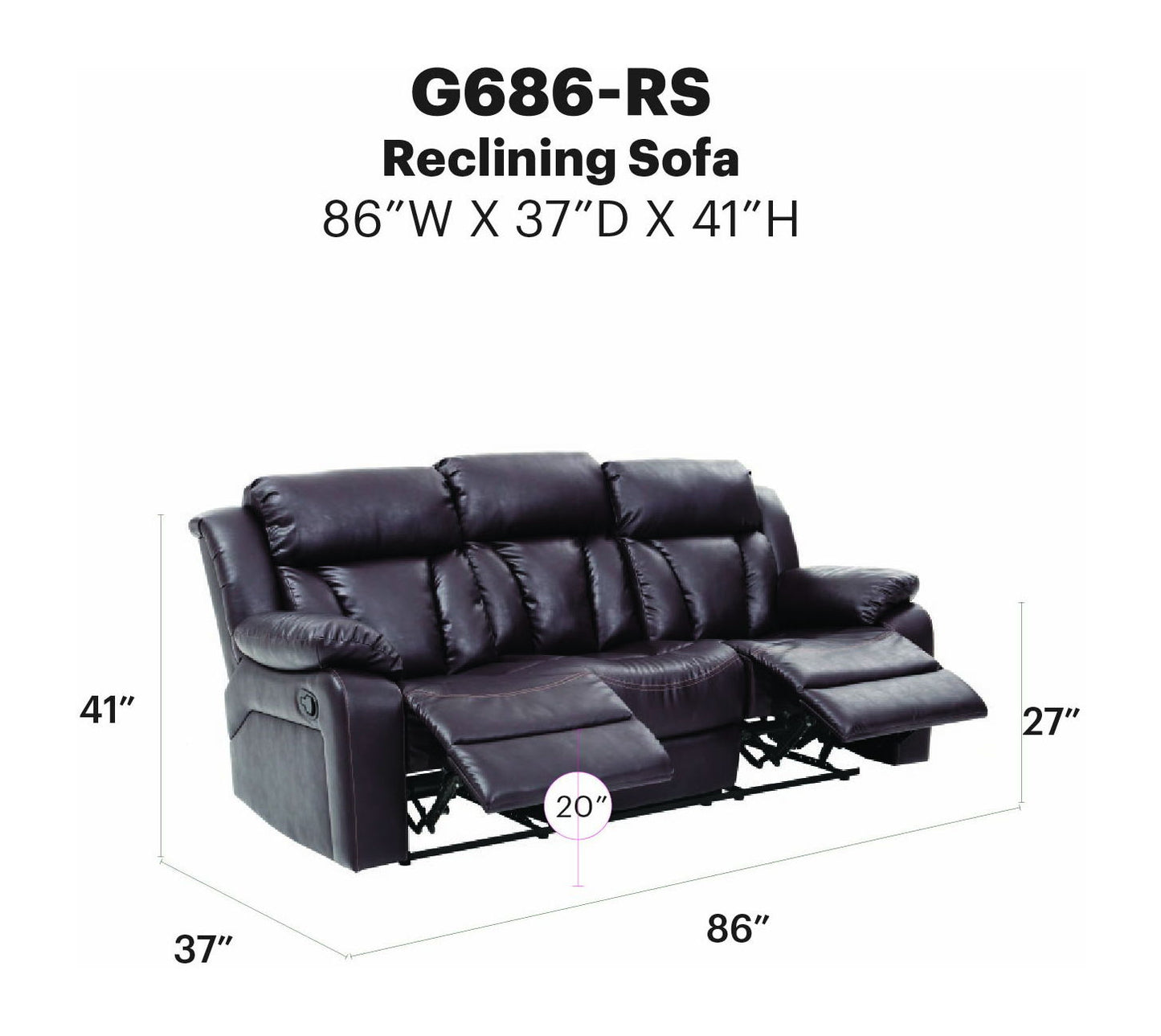 Glory Furniture - Daria - Reclining Sofa