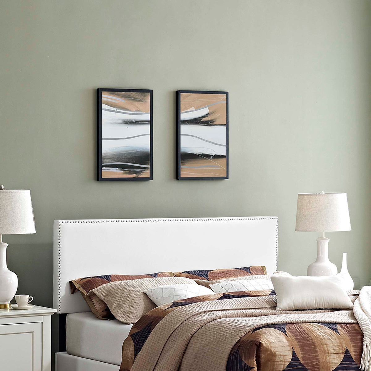 Phoebe Upholstered Vinyl Headboard - Full, White