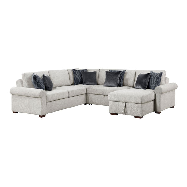Isla 4-Piece Sectional with Reversible Chaise, Pull-out Bed, Hidden Storage and Click Motion Back