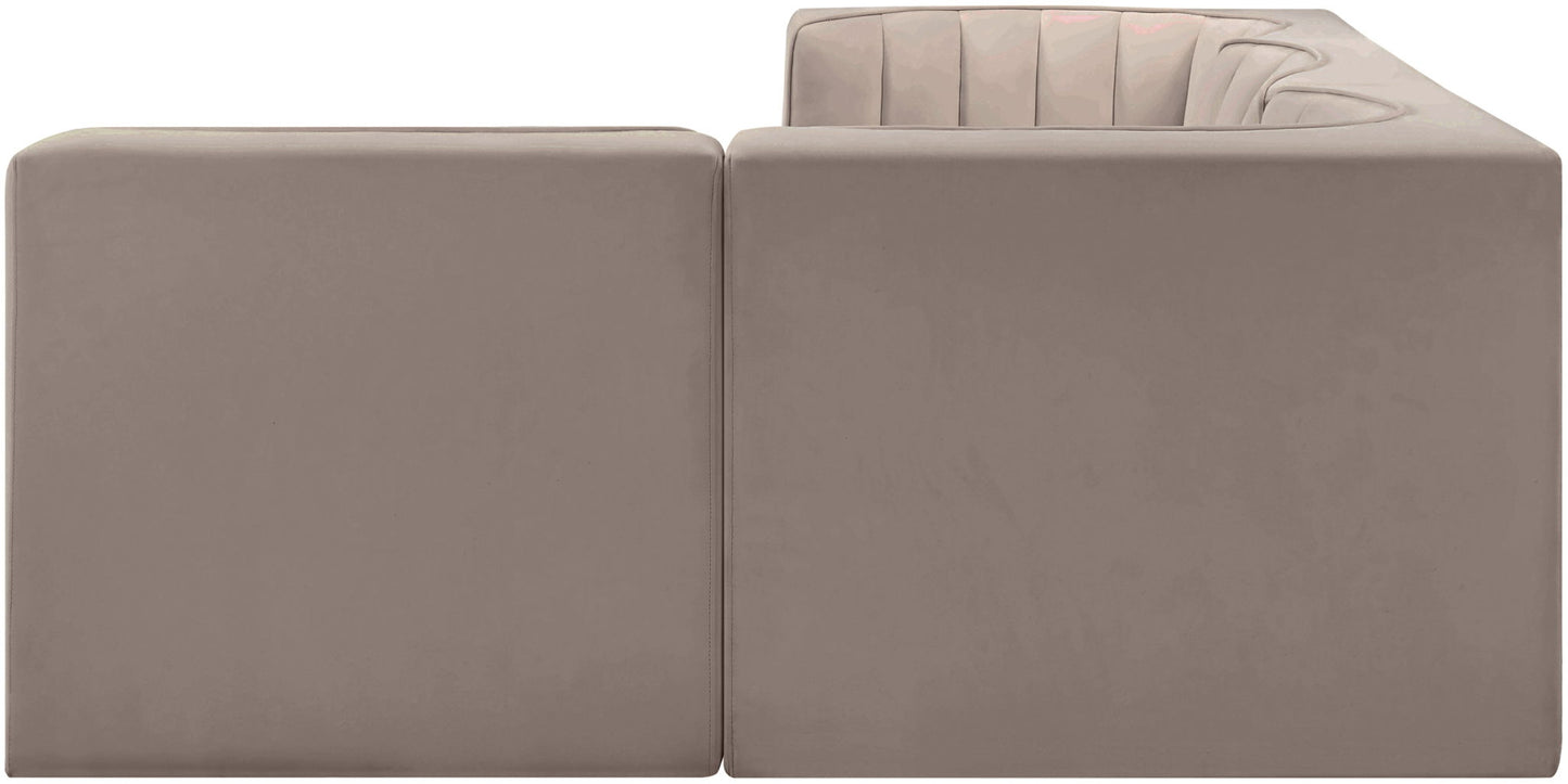 Rummi - Velvet Performance Fabric Upholstered 4 Piece Modular Sectional